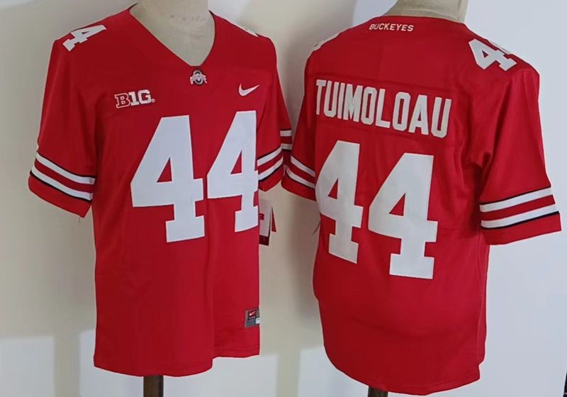 Men Ohio State Buckeyes #44 Tuimoloau Red Nike 2025 NCAA Jersey
